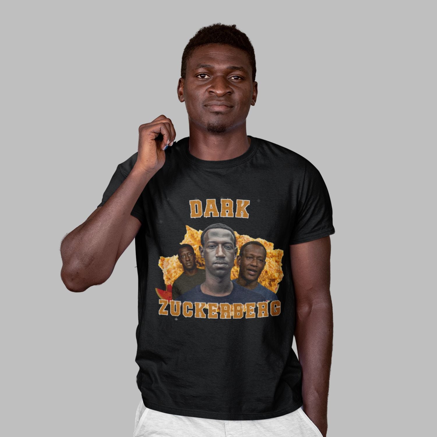 Man wearing Dark Zuckerberg t-shirt