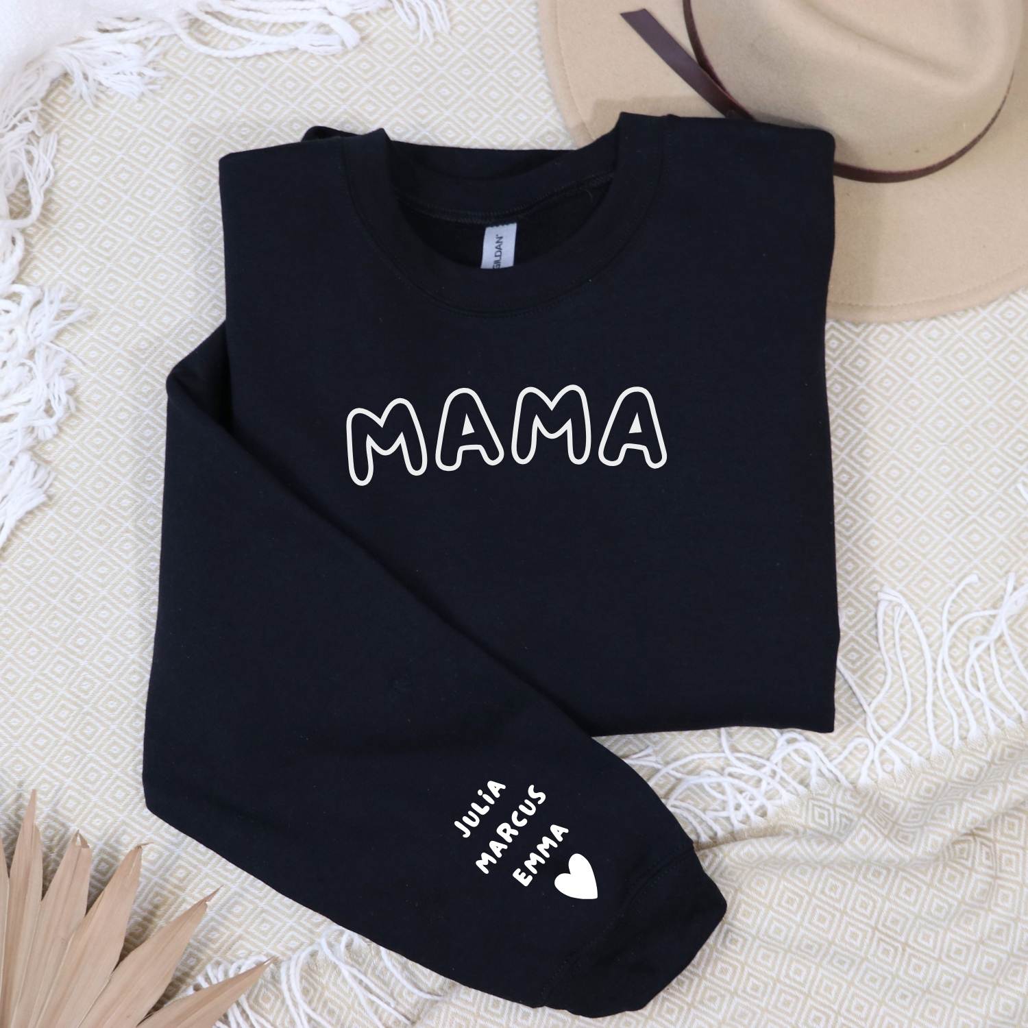 “Mama” Sweatshirt – Embroidered with Children’s Names on Sleeve