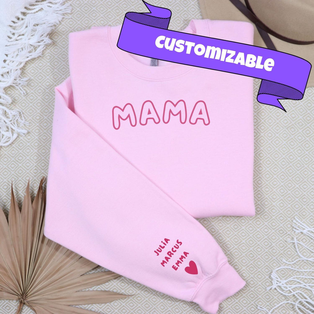 “Mama” Sweatshirt – Embroidered with Children’s Names on Sleeve